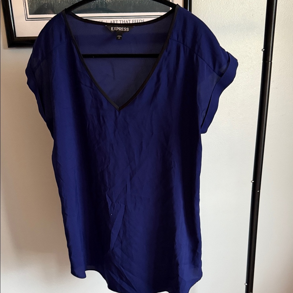 Express Royal Blue V-Neck Short Sleeve Tunic